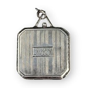 Antique Sterling Locket Double Picture DPS Monogram Art Deco 925 Silver 1924 20s